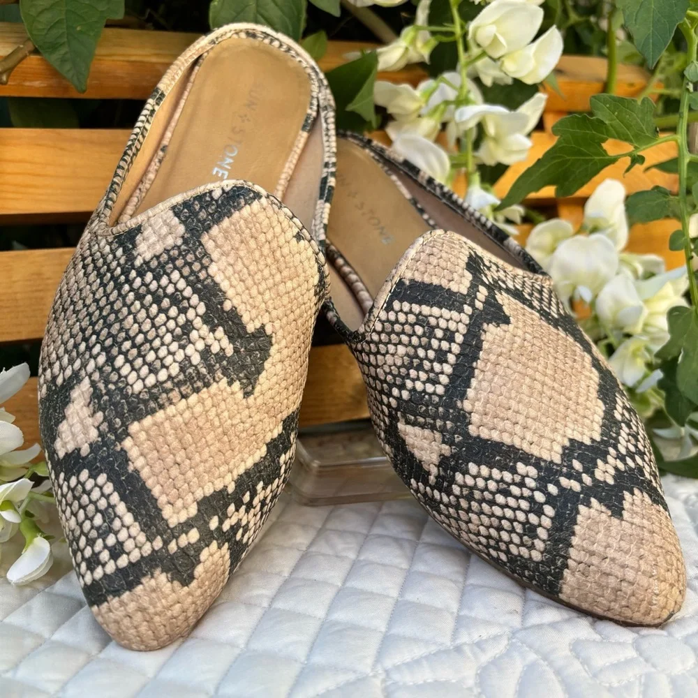 Sun +‎ Stone Beige and Black Patterned Loafers